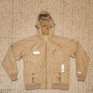 LRG Lifted Research Group Tan Cream Full Zip Reflective Jacket Vintage Y2K